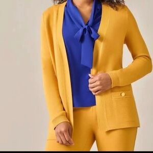 NWT ✨ Kasper Gold Signature Mustard Open-Front Cardigan | Size M ✨